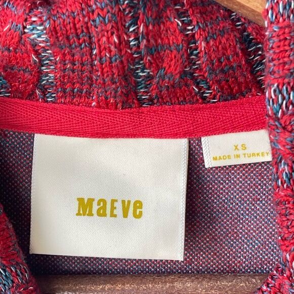 maeve Anthropologie Red Blue Mock/turtle neck Long Sleeve sweater Dress - Picture 8 of 11